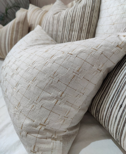 Hand Loomed Mulberry Silk Texture Cushion - Sandstone